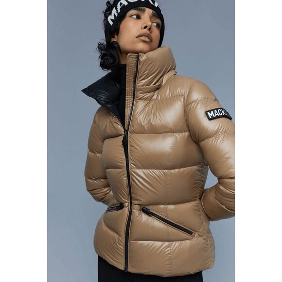 MADALYN lustrous light down jacket with hood for ladies in Camel Size XL $950 - Picture 4 of 12
